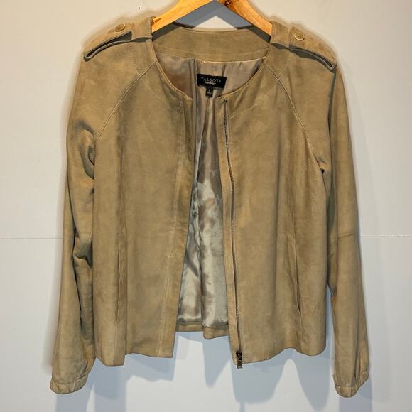 Talbots Tan Goat Suede Zip Front Jacket - size 8 - Picture 7 of 8